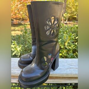 dELiA*s Black Heeled Boots with Floral Cutouts